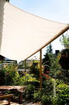 Sonnensegel 420 x 140 cm, elfenbein mit 34 Spezial-Laufhaken