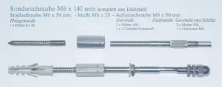 Sonderschraube M6x140 mm aus Edelstahl - für nicht tragendes Mauerwerk bei Wärmedämmung:  Mindestbestellung: 2