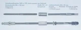 Rankhilfe Seilsystem Sonderschraube M6 x 190 mm Edelstahl für nicht tragendes Mauerwerk mit Wärmedämmung
